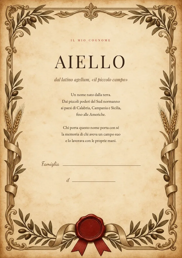 Una pagina del PDF sul cognome Aiello