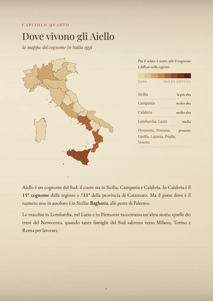Una pagina del PDF sul cognome Aiello