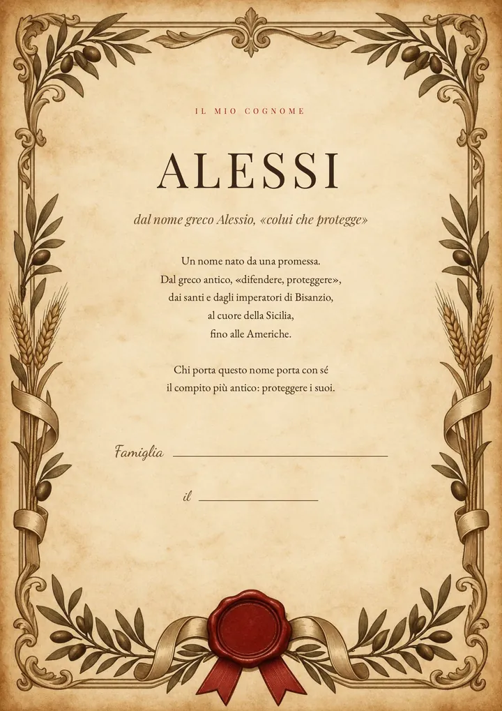 Una pagina del PDF sul cognome Alessi
