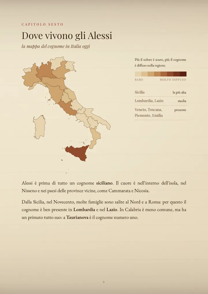 Una pagina del PDF sul cognome Alessi