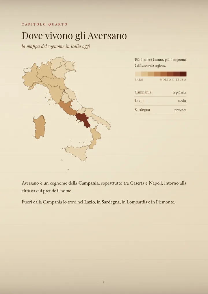Una pagina del PDF sul cognome Aversano