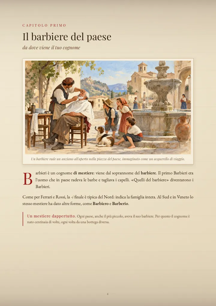 Una pagina del PDF sul cognome Barbieri