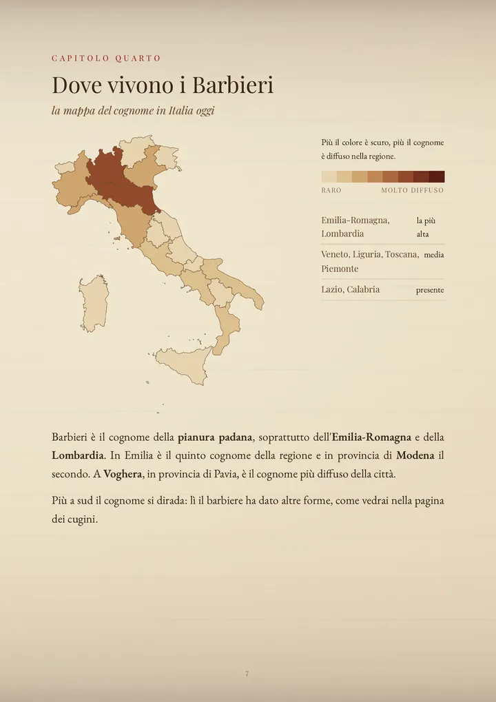 Una pagina del PDF sul cognome Barbieri