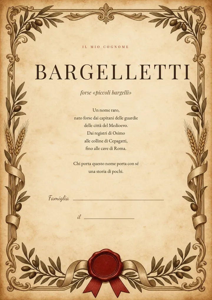 Una pagina del PDF sul cognome Bargelletti