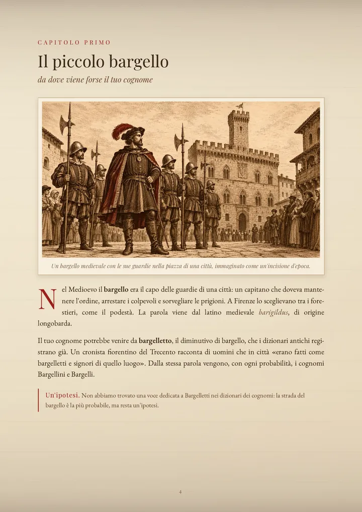 Una pagina del PDF sul cognome Bargelletti