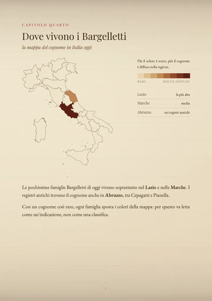 Una pagina del PDF sul cognome Bargelletti
