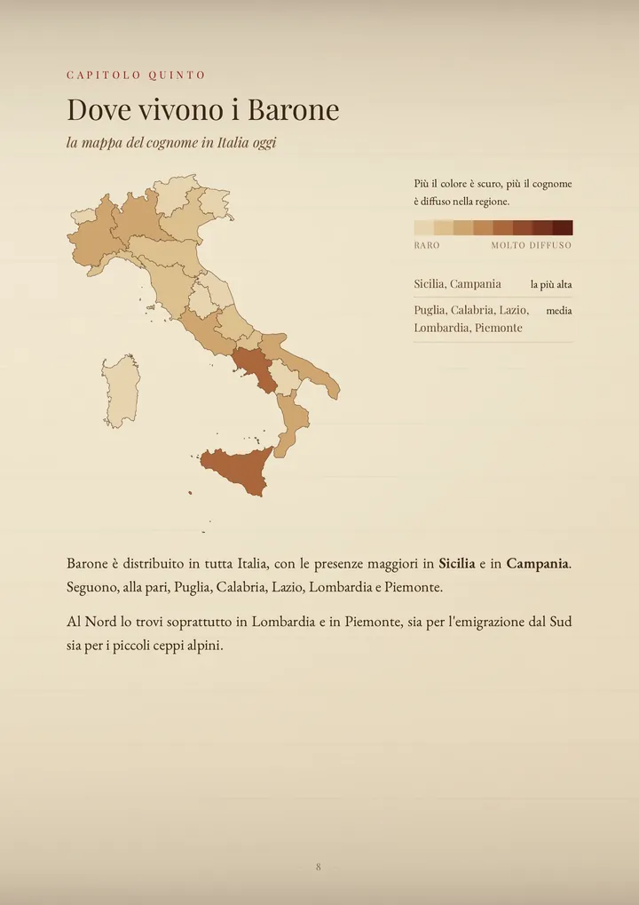 Una pagina del PDF sul cognome Barone