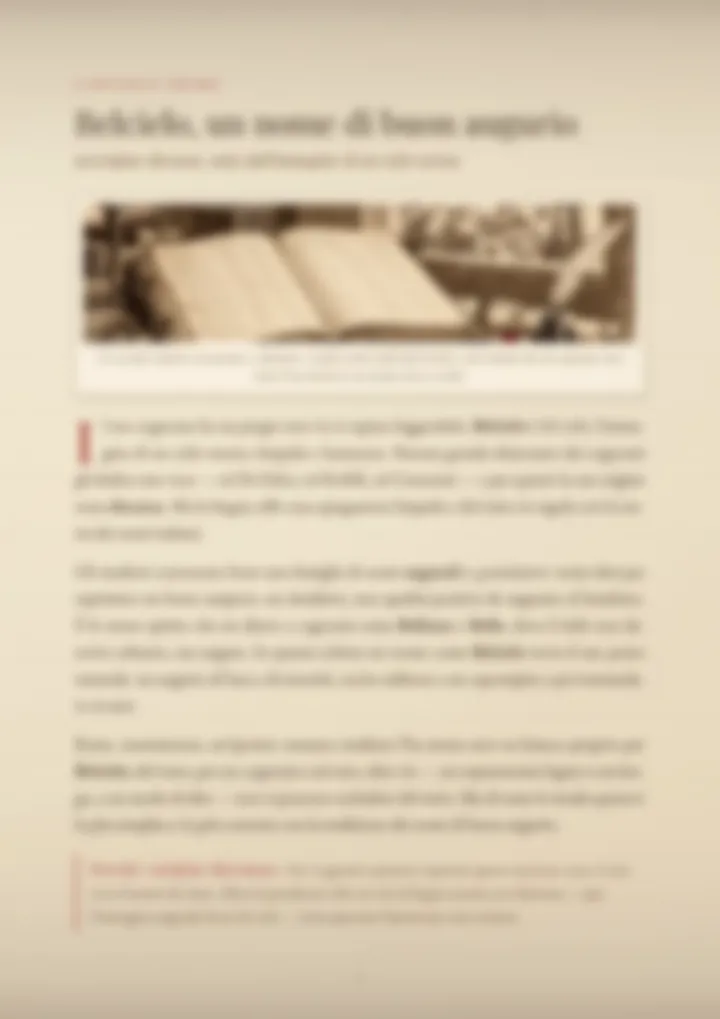 Una pagina del PDF sul cognome Belcielo, sfocata