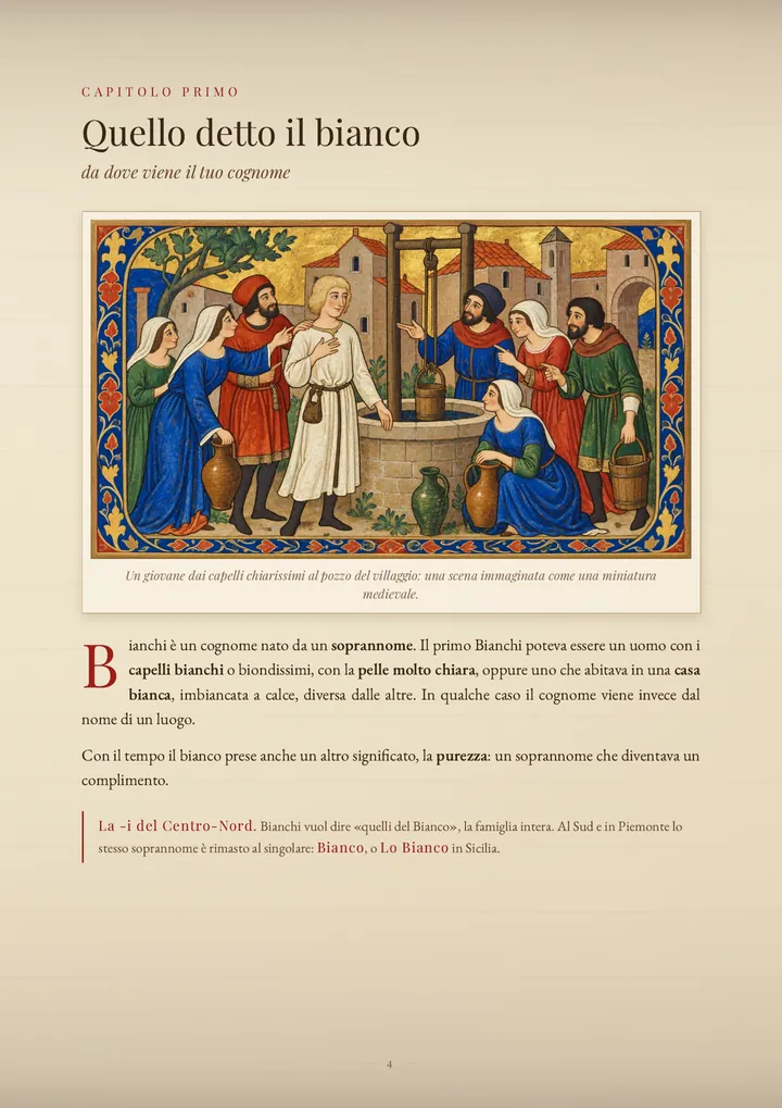 Una pagina del PDF sul cognome Bianchi
