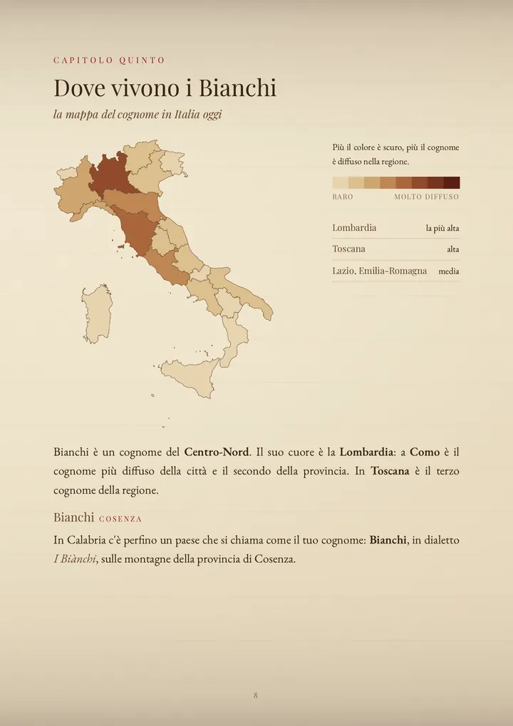 Una pagina del PDF sul cognome Bianchi