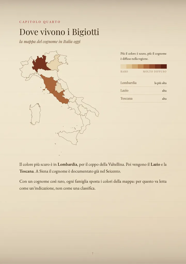 Una pagina del PDF sul cognome Bigiotti