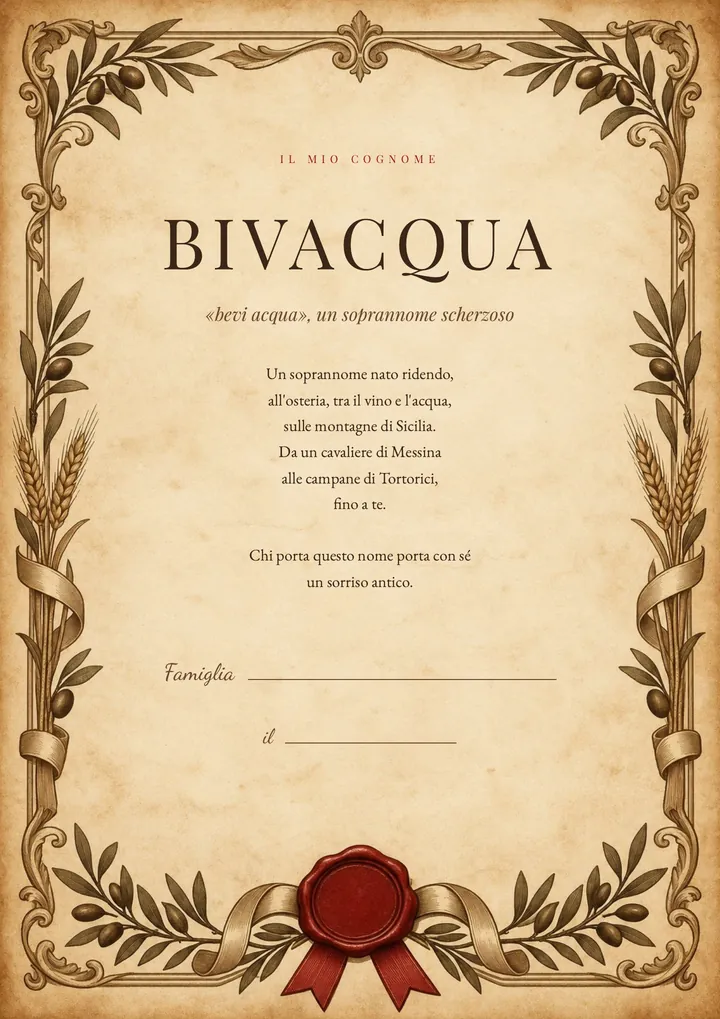 Una pagina del PDF sul cognome Bivacqua