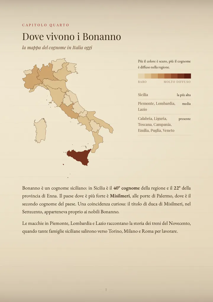 Una pagina del PDF sul cognome Bonanno