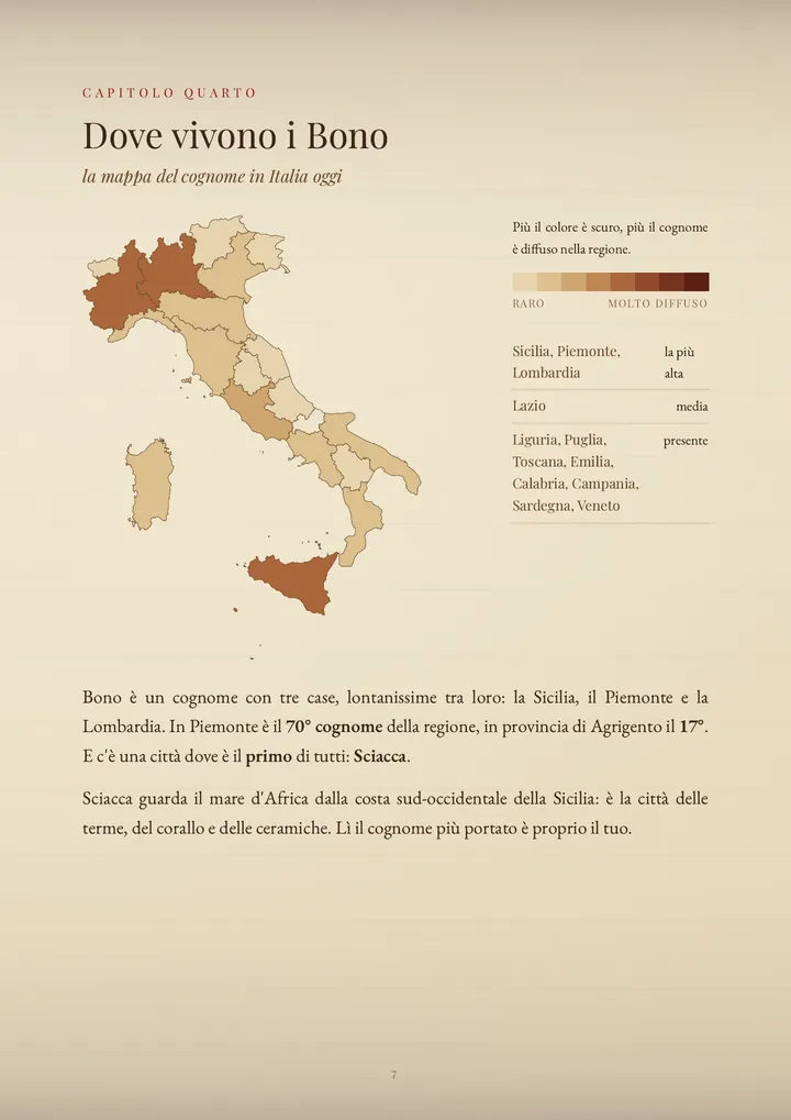 Una pagina del PDF sul cognome Bono
