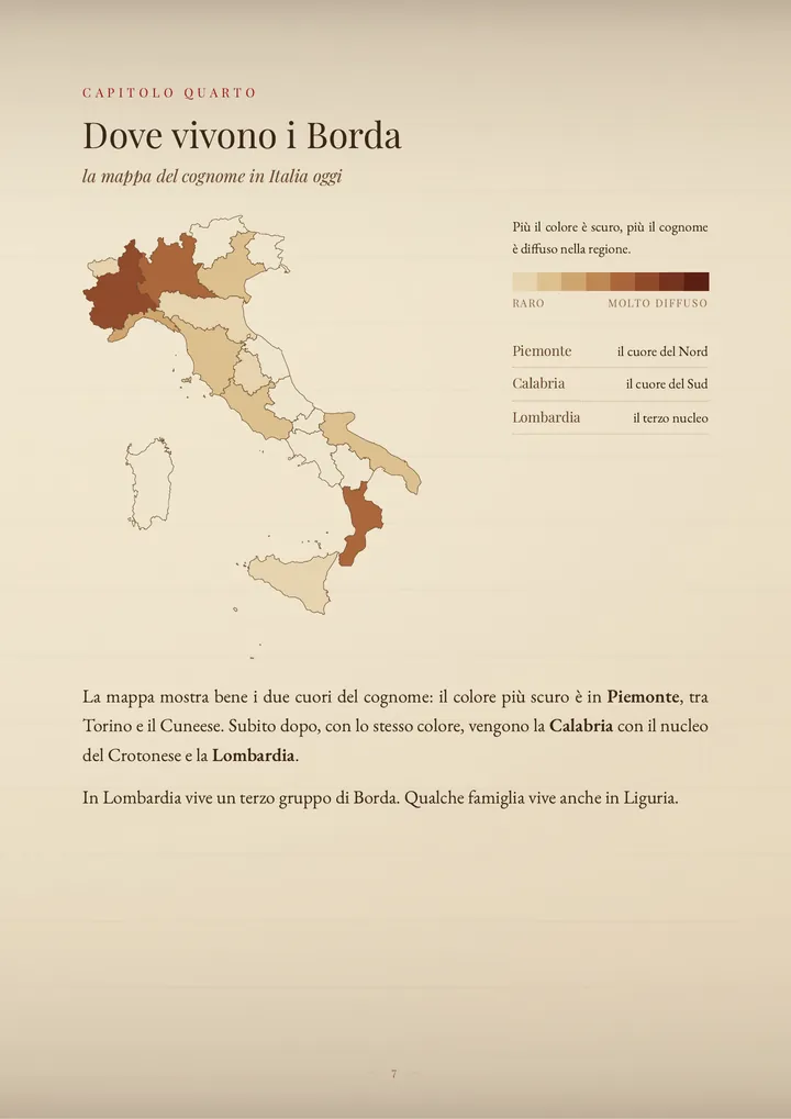 Una pagina del PDF sul cognome Borda
