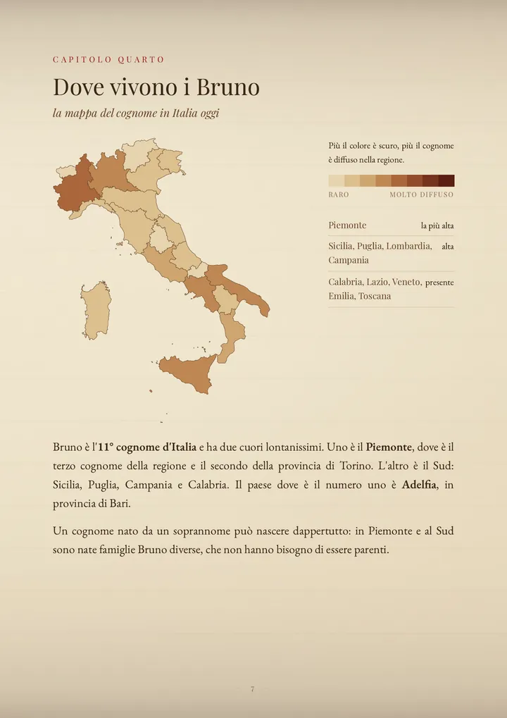 Una pagina del PDF sul cognome Bruno
