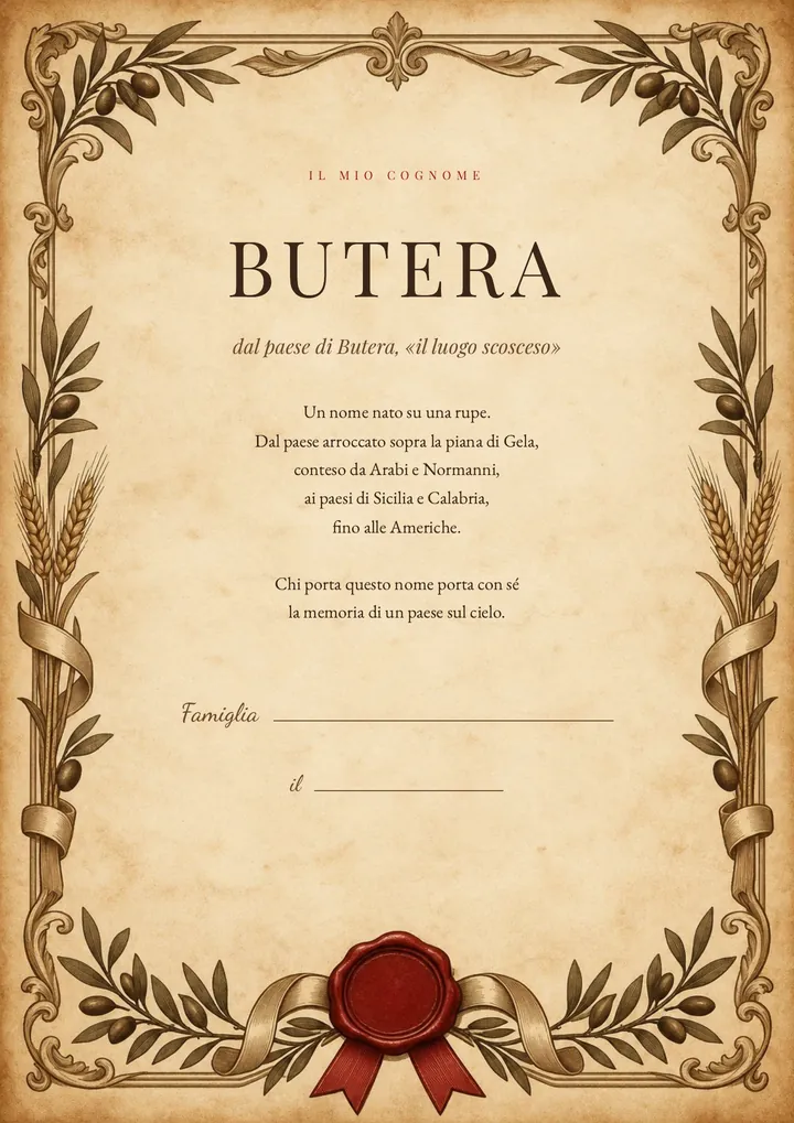 Una pagina del PDF sul cognome Butera