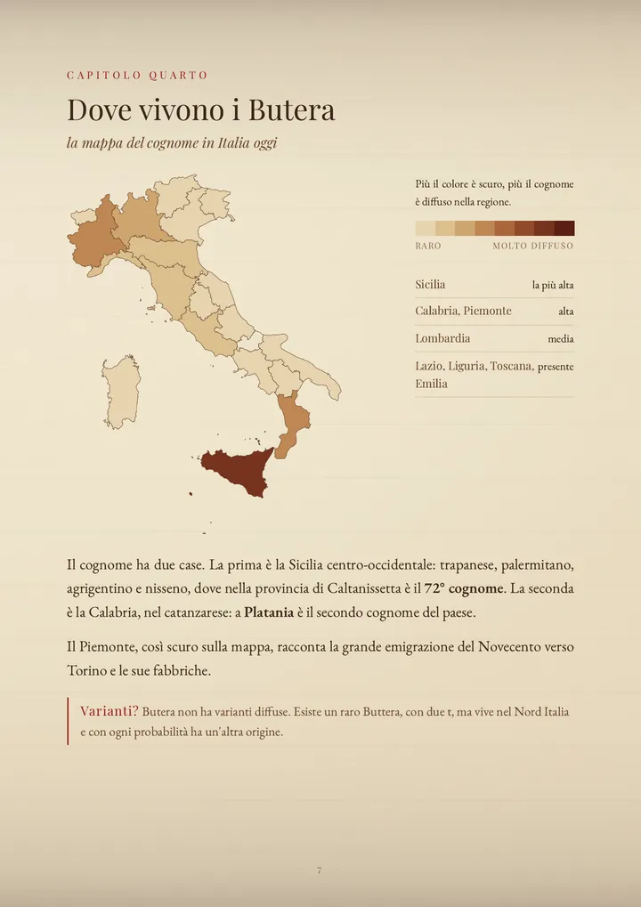 Una pagina del PDF sul cognome Butera