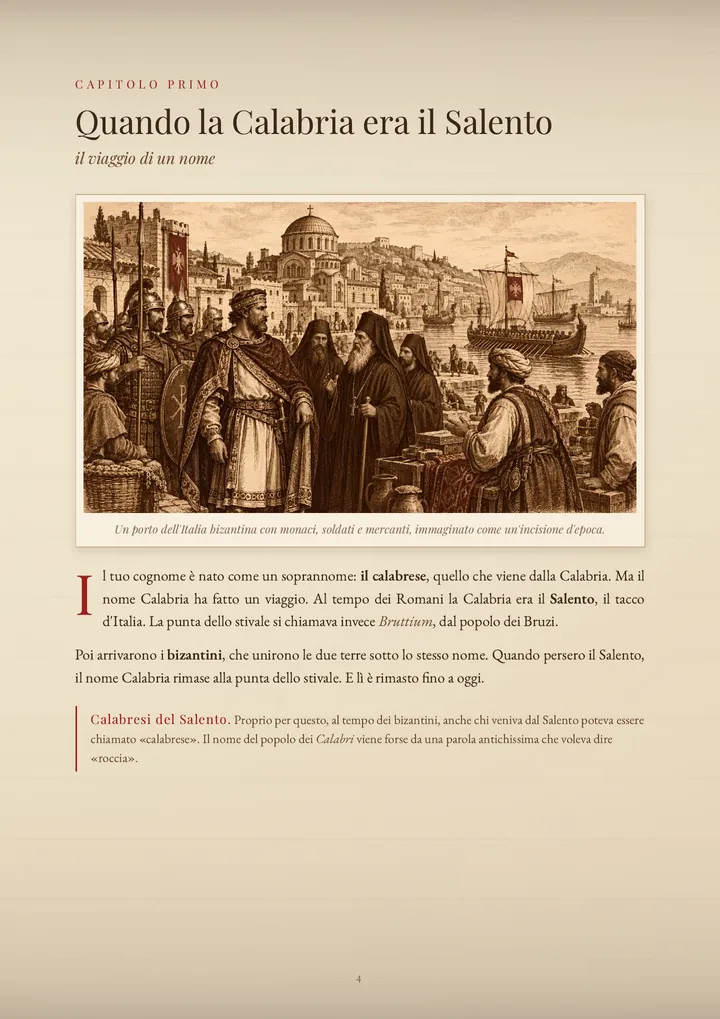 Una pagina del PDF sul cognome Calabrese