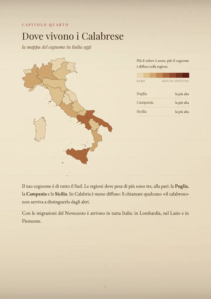Una pagina del PDF sul cognome Calabrese