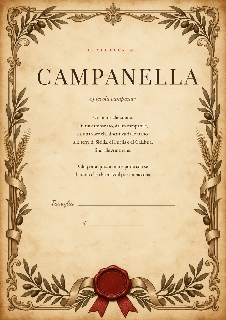 Una pagina del PDF sul cognome Campanella