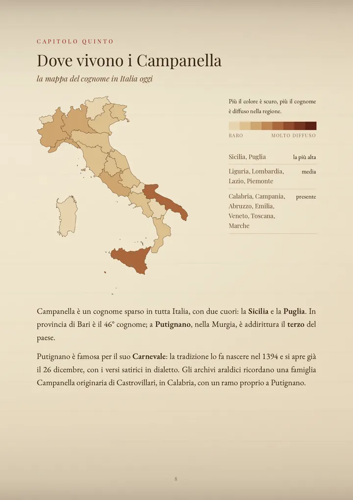 Una pagina del PDF sul cognome Campanella
