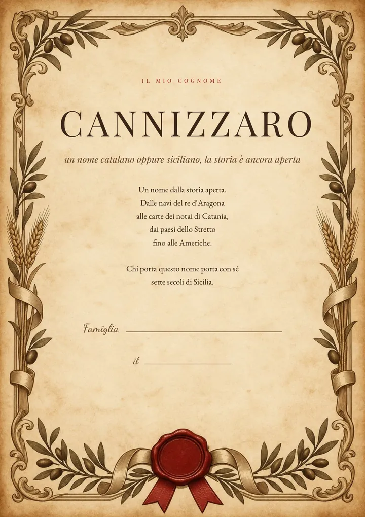 Una pagina del PDF sul cognome Cannizzaro