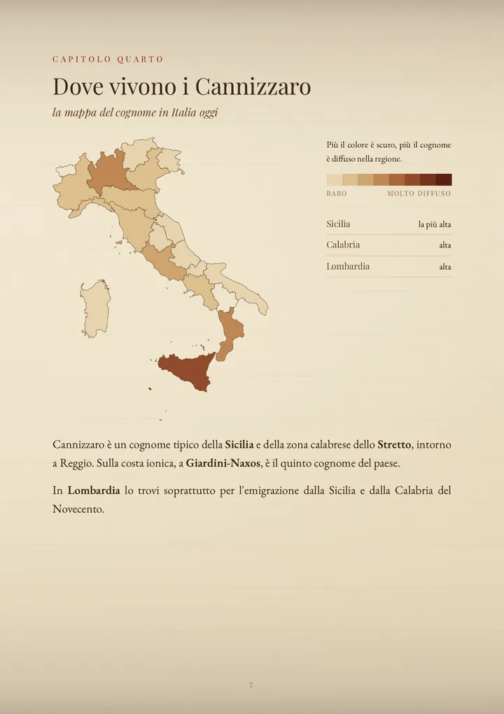 Una pagina del PDF sul cognome Cannizzaro