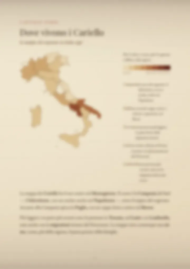 Una pagina del PDF sul cognome Cariello, sfocata