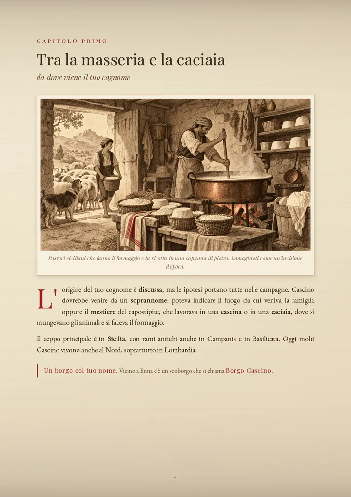 Una pagina del PDF sul cognome Cascino