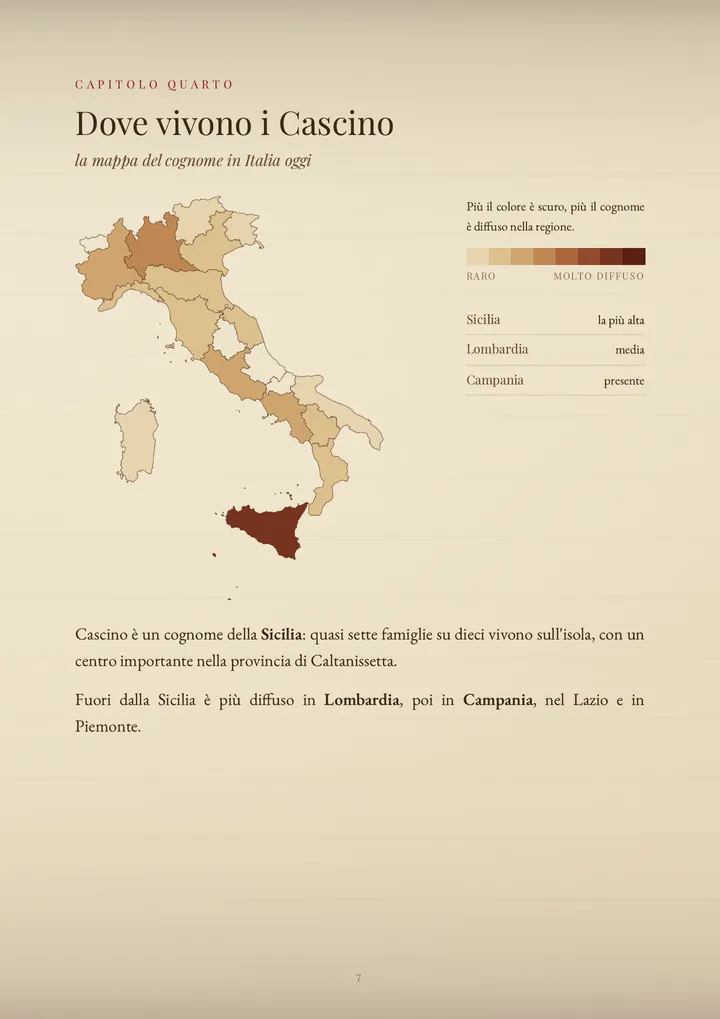Una pagina del PDF sul cognome Cascino