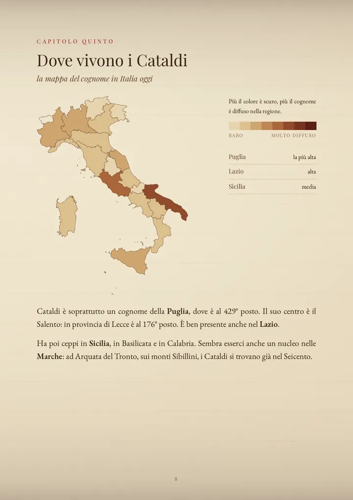Una pagina del PDF sul cognome Cataldi