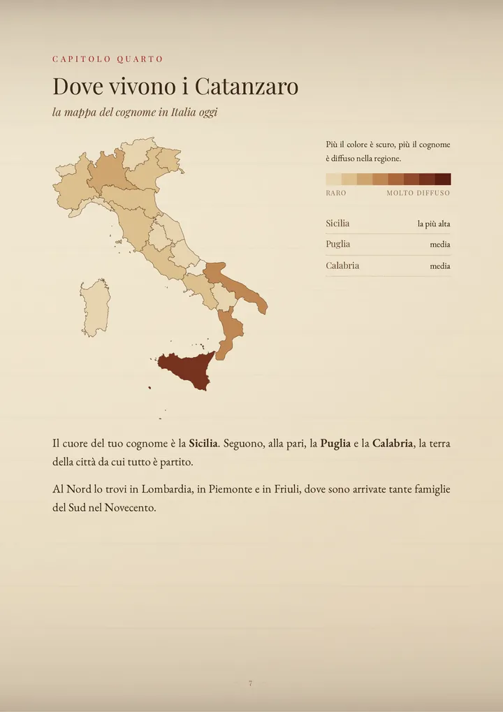 Una pagina del PDF sul cognome Catanzaro