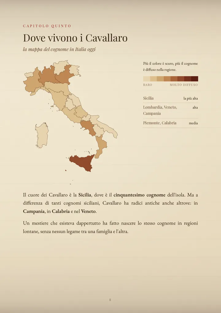 Una pagina del PDF sul cognome Cavallaro