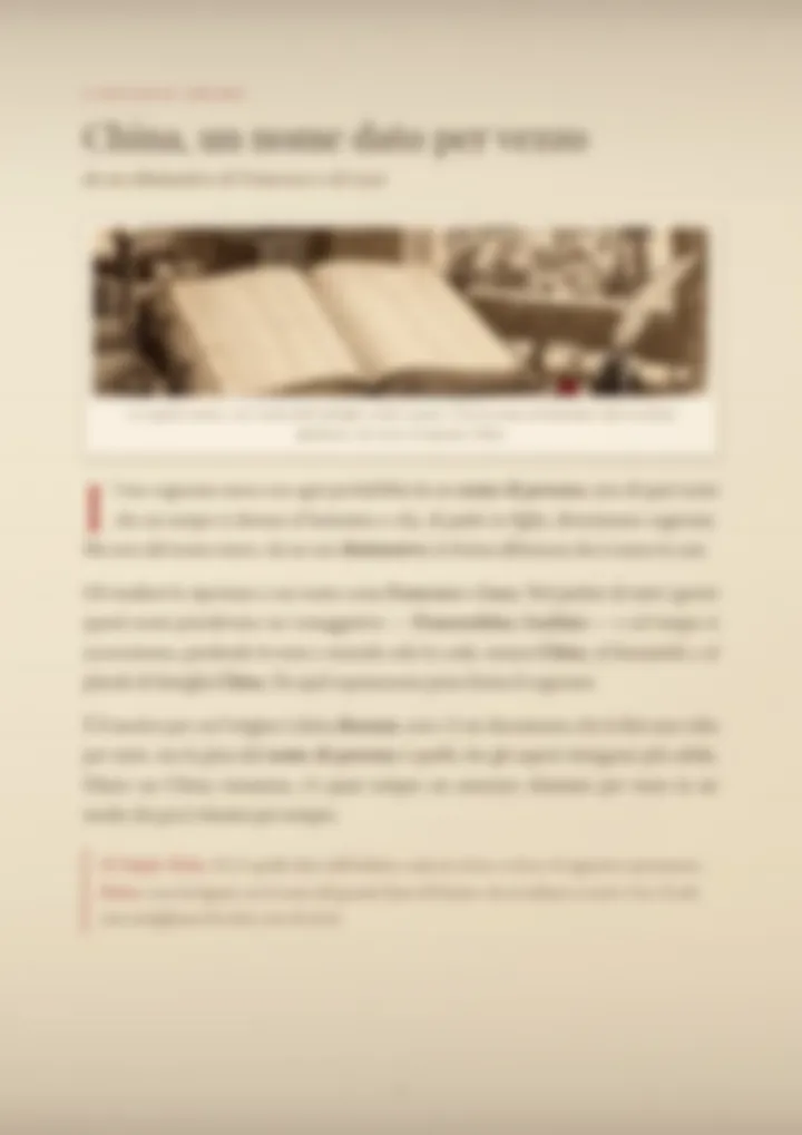 Una pagina del PDF sul cognome China, sfocata