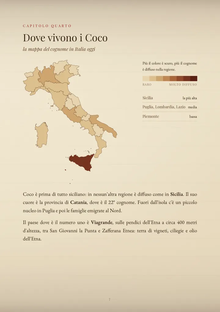 Una pagina del PDF sul cognome Coco