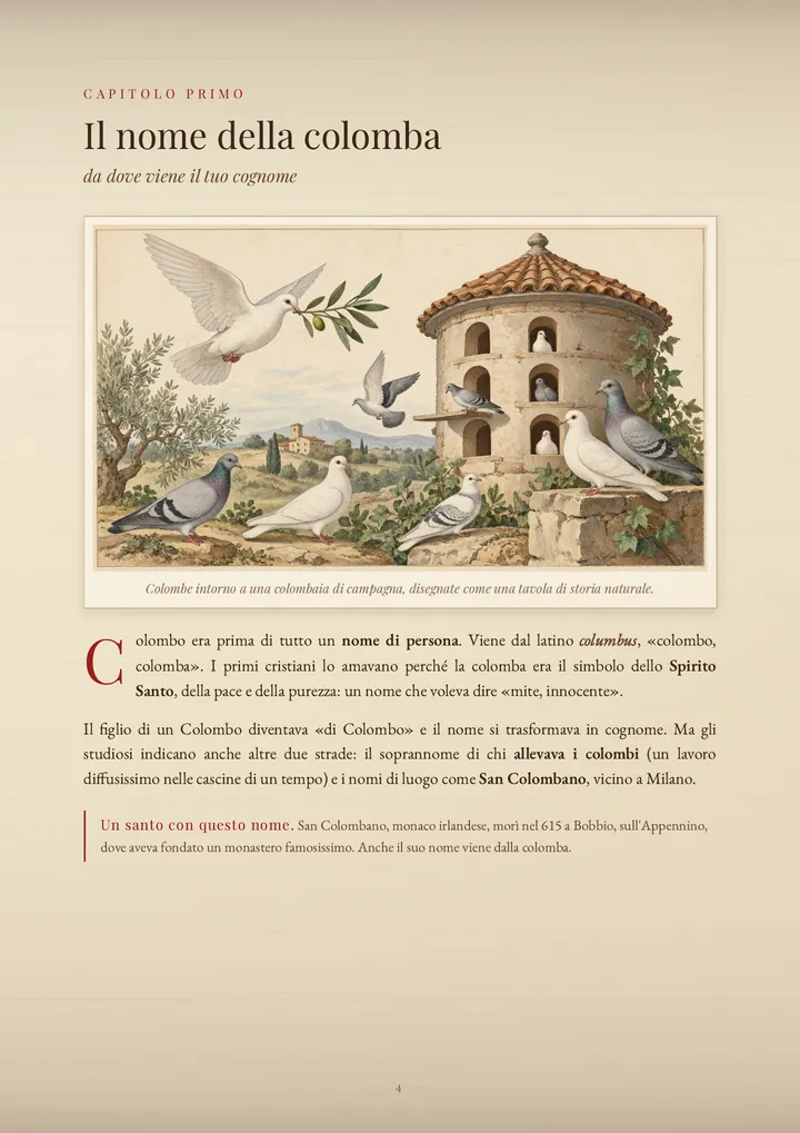 Una pagina del PDF sul cognome Colombo