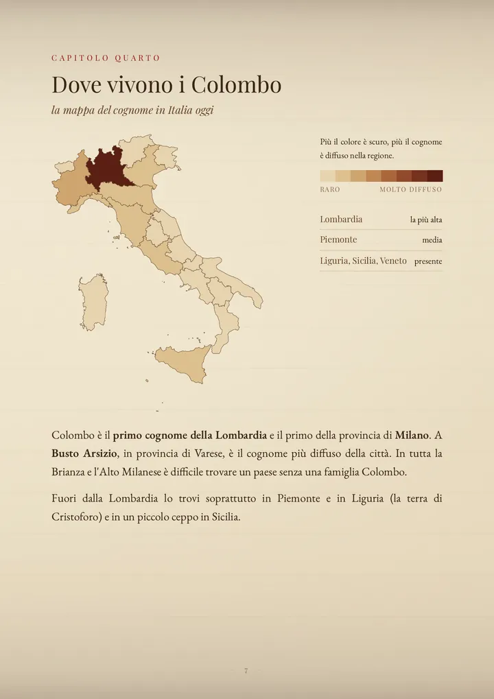Una pagina del PDF sul cognome Colombo