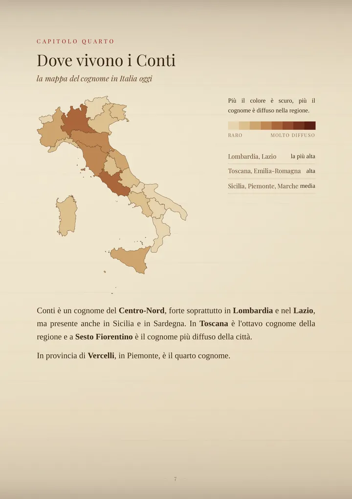 Una pagina del PDF sul cognome Conti