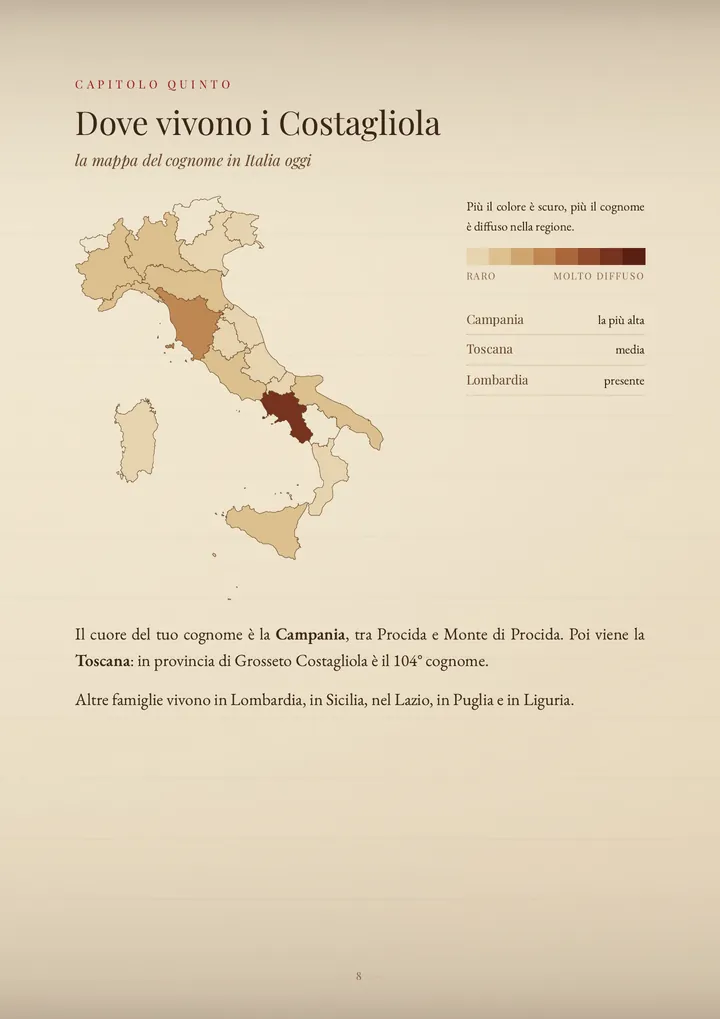 Una pagina del PDF sul cognome Costagliola