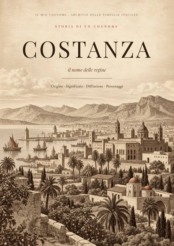 Copertina del PDF sul cognome Costanza