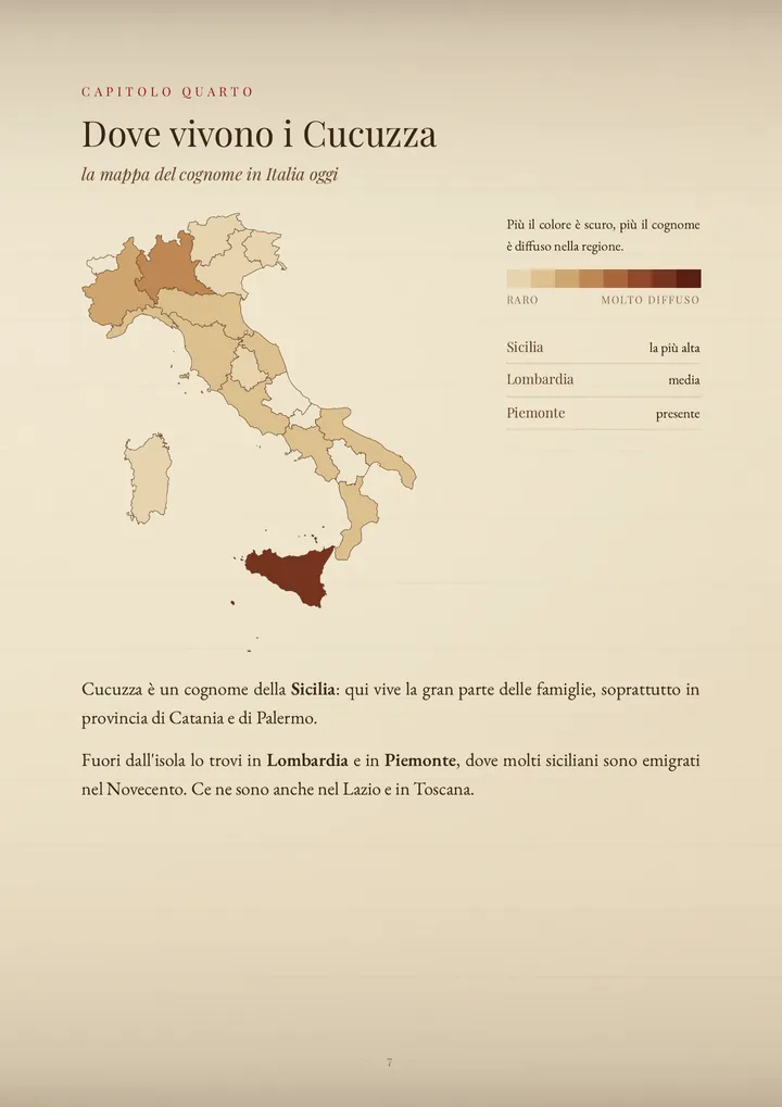 Una pagina del PDF sul cognome Cucuzza