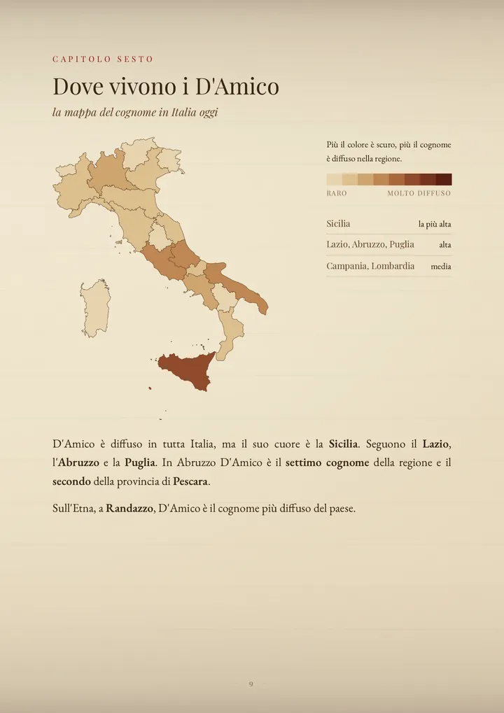 Una pagina del PDF sul cognome D’Amico
