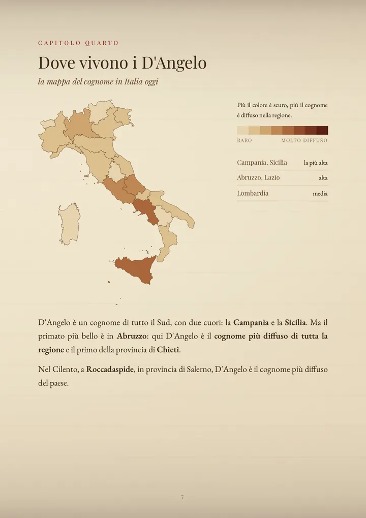 Una pagina del PDF sul cognome D’Angelo
