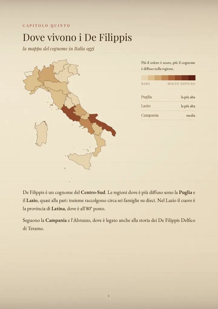 Una pagina del PDF sul cognome De Filippis