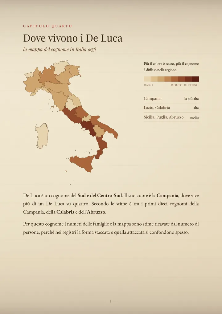 Una pagina del PDF sul cognome De Luca