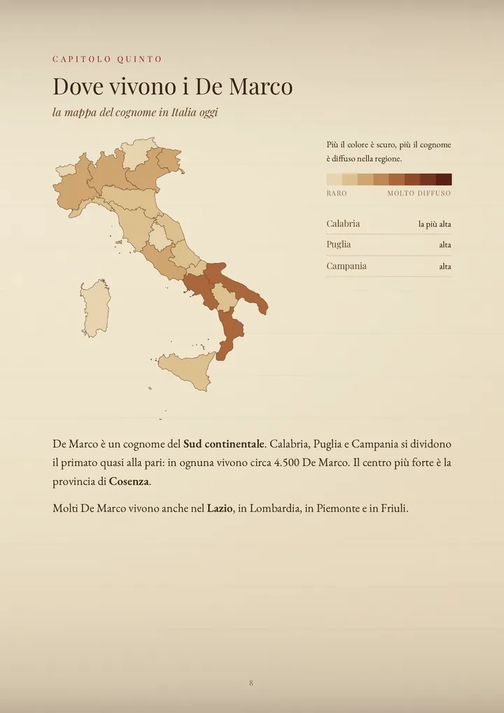 Una pagina del PDF sul cognome De Marco