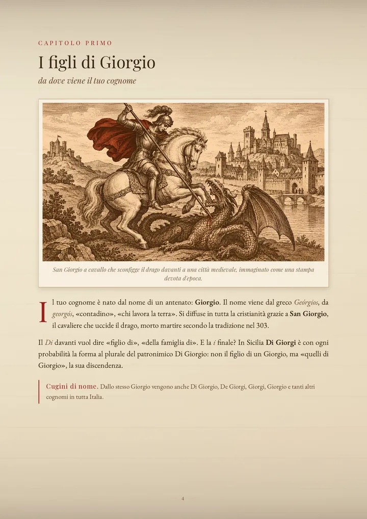 Una pagina del PDF sul cognome Di Giorgi