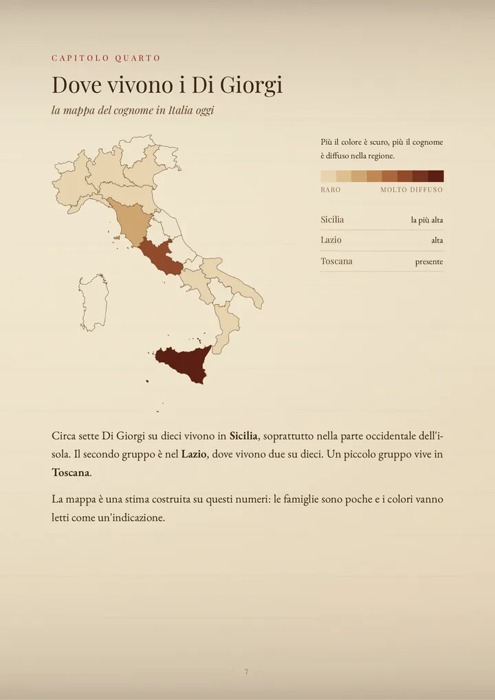 Una pagina del PDF sul cognome Di Giorgi