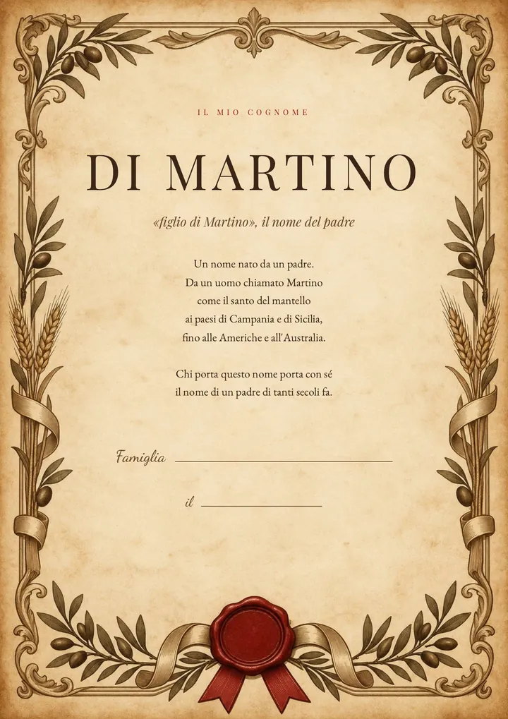 Una pagina del PDF sul cognome Di Martino